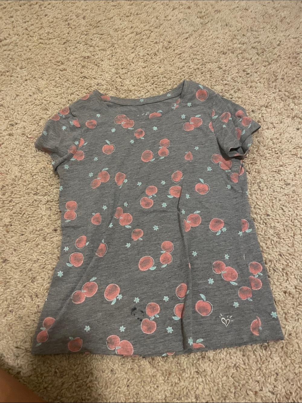 Justice Gray Short Sleeve Tee with Peach Print